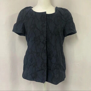 Charlotte Brody Cabana Short Sleeve Button Up Shirt Jacket Small Navy